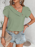 Women's Asymmetrical V Neck Blouse Fashion Designer Tops T-Shirts