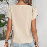 Women's Asymmetrical V Neck Blouse Fashion Designer Tops T-Shirts