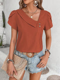 Women's Asymmetrical V Neck Blouse Fashion Designer Tops T-Shirts