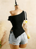 Women's Asymmetrical XS-L Strap Blouses Fashion Designer Top T-Shirts-Women's Tops Fashion Designer T-Shirts / Blouses-International Women's Clothing