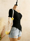 Women's Asymmetrical XS-L Strap Blouses Fashion Designer Top T-Shirts-Women's Tops Fashion Designer T-Shirts / Blouses-International Women's Clothing