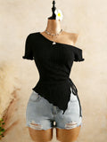 Women's Asymmetrical XS-L Strap Blouses Fashion Designer Top T-Shirts-Women's Tops Fashion Designer T-Shirts / Blouses-International Women's Clothing