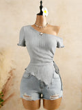 Women's Asymmetrical XS-L Strap Blouses Fashion Designer Top T-Shirts-Women's Tops Fashion Designer T-Shirts / Blouses-International Women's Clothing