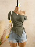 Women's Asymmetrical XS-L Strap Blouses Fashion Designer Top T-Shirts-Women's Tops Fashion Designer T-Shirts / Blouses-International Women's Clothing