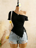 Women's Asymmetrical XS-L Strap Blouses Fashion Designer Top T-Shirts-Women's Tops Fashion Designer T-Shirts / Blouses-International Women's Clothing