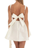 Women's Backless Big Bow Straps A-line Fashion Designer Dresses (Short)