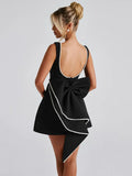 Women's Backless Fashion Designer Bow Tie Mini S-L Dresses (Short)-Women's Fashion Designer Rompers / Jumpsuits-International Women's Clothing