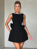Women's Backless Fashion Designer Bow Tie Mini S-L Dresses (Short)-Women's Fashion Designer Rompers / Jumpsuits-International Women's Clothing