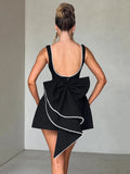 Women's Backless Fashion Designer Bow Tie Mini S-L Dresses (Short)-Women's Fashion Designer Rompers / Jumpsuits-International Women's Clothing