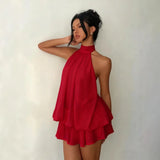 Women's Backless Chiffon Fashion Designer Mini XS-2XL Dresses (Short)