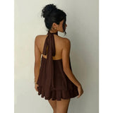 Women's Backless Chiffon Fashion Designer Mini XS-2XL Dresses (Short)