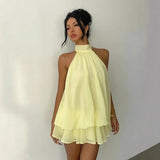 Women's Backless Chiffon Fashion Designer Mini XS-2XL Dresses (Short)