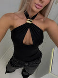 Women's Backless S-L Crop Tank Top Halter Fashion Designer Singlets-Women's Tops Fashion Designer Singlets-International Women's Clothing