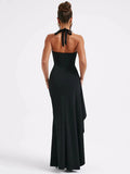 Women's Backless Fashion Designer High Ruffled Split Dresses (Long)-Women's Fashion Designer Dresses