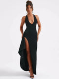 Women's Backless Fashion Designer High Ruffled Split Dresses (Long)-Women's Fashion Designer Dresses