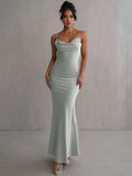 Women's Backless Floral Fashion Designer Plunged Dresses (Long)-Women's Fashion Designer Dresses