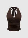 Women's Backless Halter Crop Tops Corset Fashion Designer XS-L Singlet