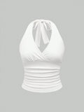 Women's Backless Halter Crop Tops Corset Fashion Designer XS-L Singlet