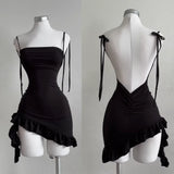 Women's Backless Lace Up  Fashion Designer Mini S-XL Dresses (Short)
