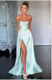 Women's Backless Prom Satin Split Fashion Designer Dresses (Long)