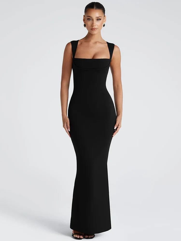 Women's Backless S-L Fashion Designer Square Collar Dresses (Long) International Women's Clothing Women's Backless S-L Fashion Designer Square Collar Dresses (Long) International Women's Clothing