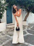 Women's Backless Sling Loose V Neck Fashion Designer Dresses (Long)-Women's Fashion Designer Dresses