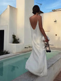 Women's Backless Sling Loose V Neck Fashion Designer Dresses (Long)-Women's Fashion Designer Dresses