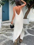 Women's Backless Sling Loose V Neck Fashion Designer Dresses (Long)-Women's Fashion Designer Dresses