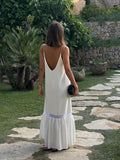 Women's Backless Sling Loose V Neck Fashion Designer Dresses (Long)-Women's Fashion Designer Dresses