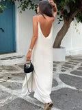 Women's Backless Sling Loose V Neck Fashion Designer Dresses (Long)-Women's Fashion Designer Dresses