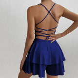 Women's Backless Spaghetti Fashion Designer Mini S-L Dresses (Short)