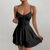 Women's Backless Spaghetti Fashion Designer Mini S-L Dresses (Short)