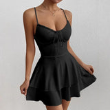 Women's Backless Spaghetti Fashion Designer Mini S-L Dresses (Short)