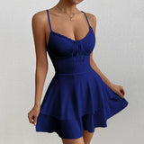 Women's Backless Spaghetti Fashion Designer Mini S-L Dresses (Short)