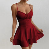 Women's Backless Spaghetti Fashion Designer Mini S-L Dresses (Short)