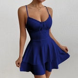 Women's Backless Spaghetti Fashion Designer Mini S-L Dresses (Short)