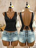 Women's Backless Tie-up Fashion Designer Crop Tank Top Singlets