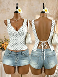 Women's Backless Tie-up Fashion Designer Crop Tank Top Singlets