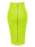 Women's Bandage XS-XL Fashion Designer Bandage Skirts (Midi)-Women's Fashion Designer Skirts-H888-Neon Green-Women&#x27;s fashion designer plus size clothes