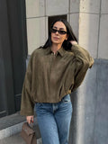 Women's Bat Sleeves Fashion Designer S-L Suede Jackets