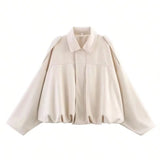 Women's Bat Sleeves Fashion Designer S-L Suede Jackets