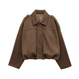 Women's Bat Sleeves Fashion Designer S-L Suede Jackets