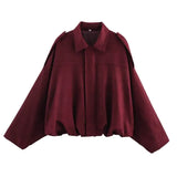 Women's Bat Sleeves Fashion Designer S-L Suede Jackets