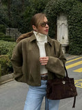 Women's Bat Sleeves Fashion Designer S-L Suede Jackets