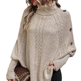 Women's Bat Wing Turtleneck Tops S-XL Fashion Designer Knitted Cardigans