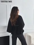 Women's Batwing Loose Fashion Designer Belted Jackets-Women's Fashion Designer Jackets