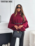 Women's Batwing Loose Fashion Designer Belted Jackets-Women's Fashion Designer Jackets