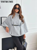 Women's Batwing Loose Fashion Designer Belted Jackets-Women's Fashion Designer Jackets