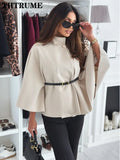 Women's Batwing Loose Fashion Designer Belted Jackets-Women's Fashion Designer Jackets