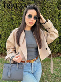 Women's Belted XS-L Button Fashion Designer Cropped Jackets-Women's Fashion Designer Jackets-Women&#x27;s fashion designer plus size clothes